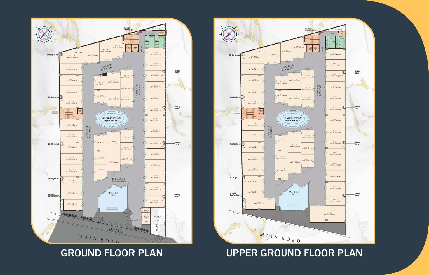Ground and upper ground floor plans
