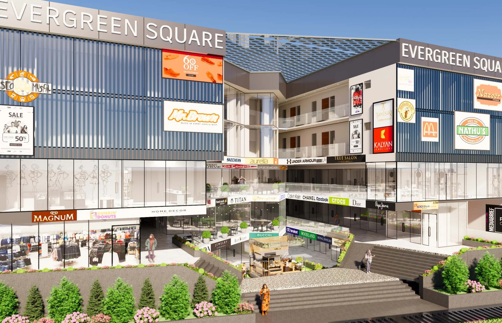 Evergreen Square high-street commercial courtyard